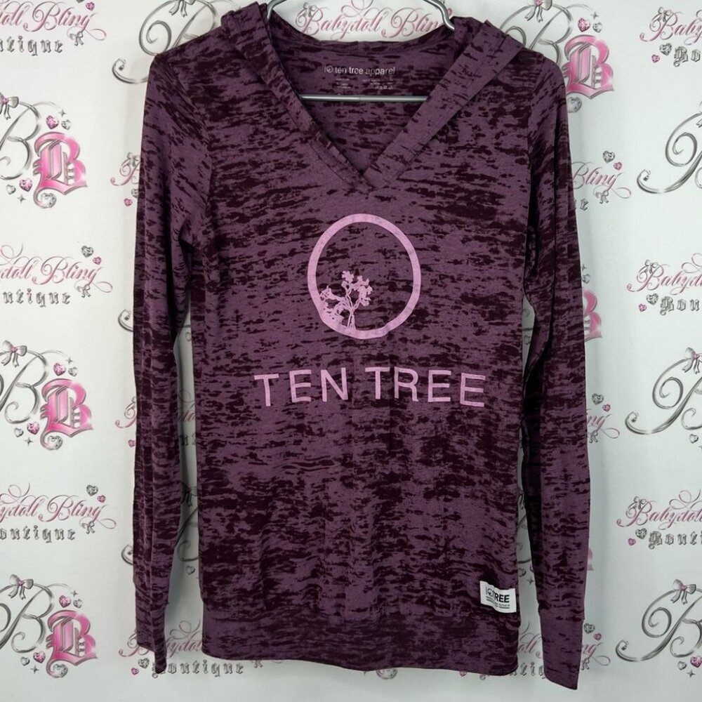 Tentree sweater pull over hoodie lightweight Women's Maroon Hooded Sweatshirt